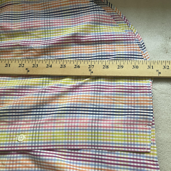 Brooks Brothers Dress Shirt Men Medium Multicolor Tattersall Button Down US Made - Picture 10 of 13